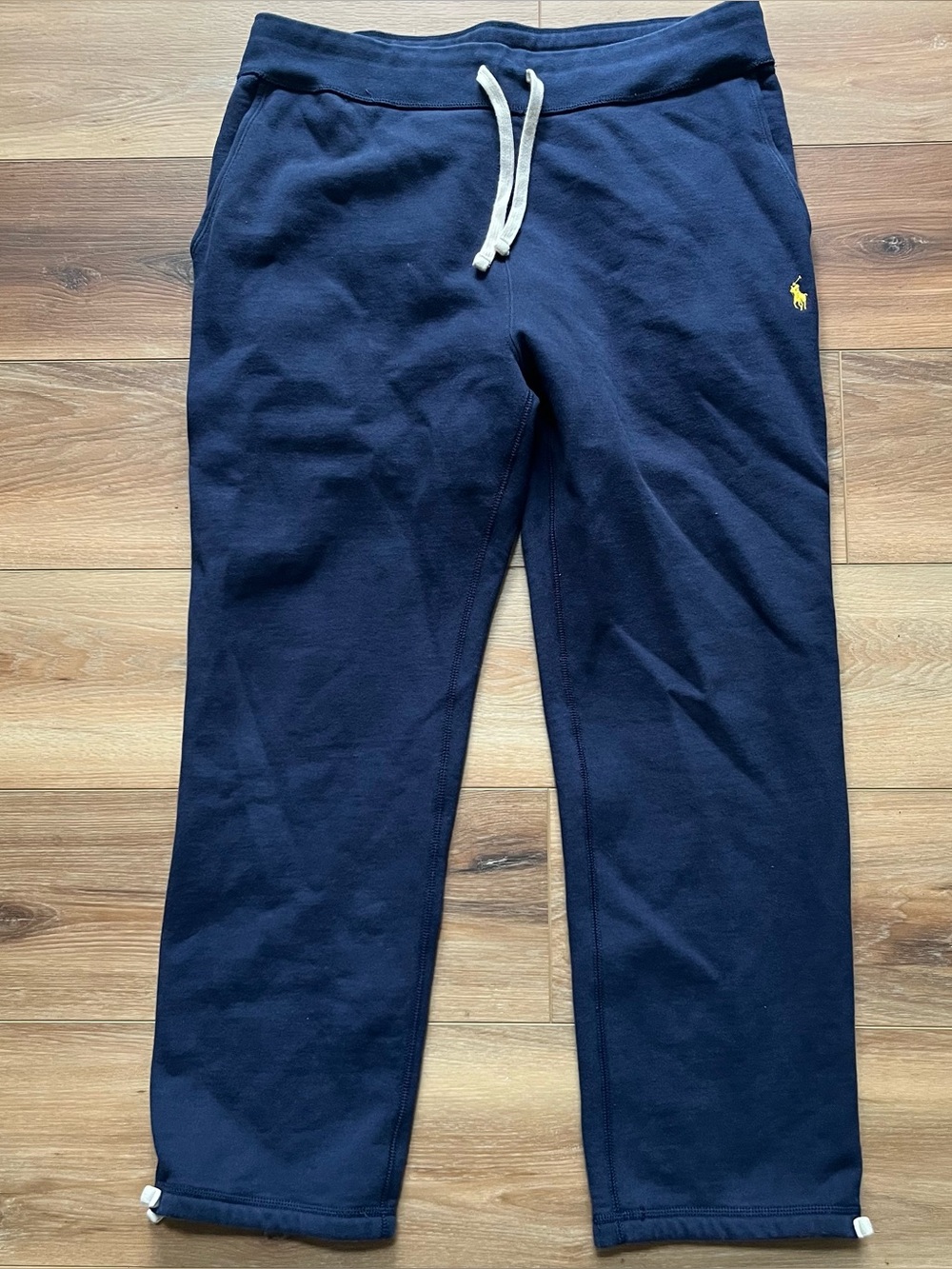 Polo Ralph Lauren navy blue yellow punny ankle tie jogger sweatpants size XL